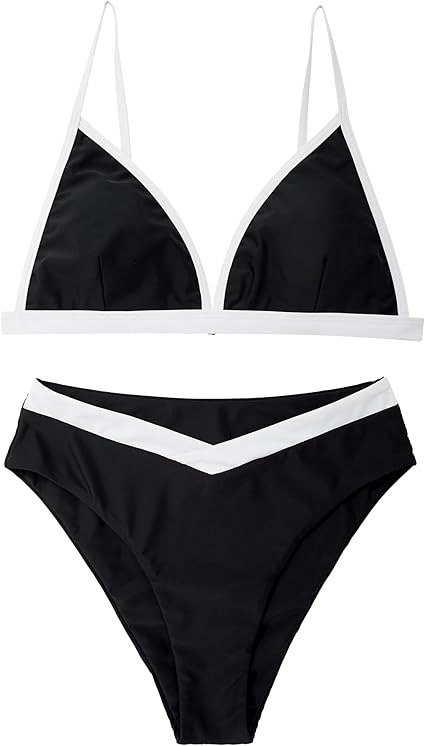 SUUKSESS Women Triangle High Cut Bikini Sets Sexy High Waisted 2 Piece Swimsuit